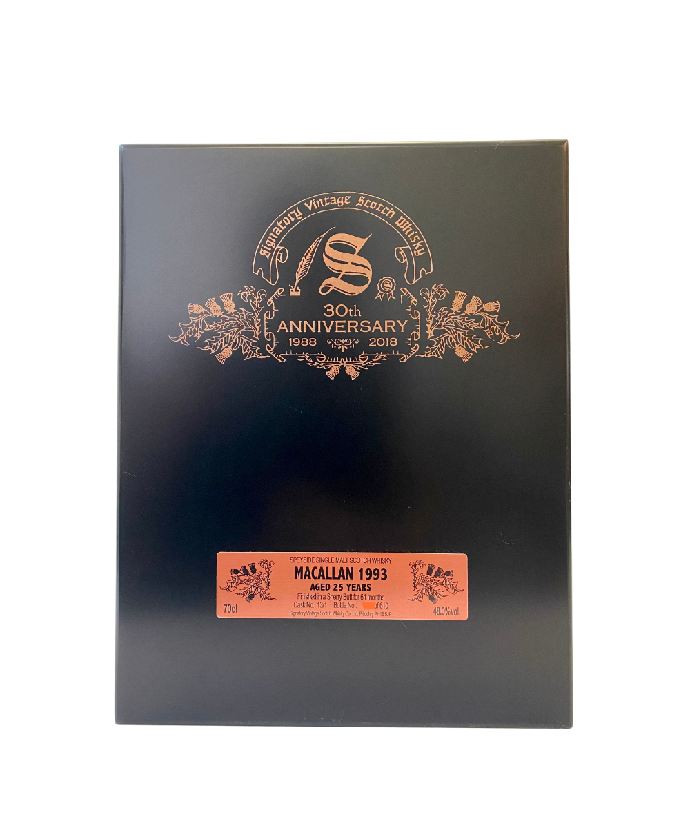 Macallan 1993 Signatory Vintage 25 Year Old Single Cask 30th Anniversary